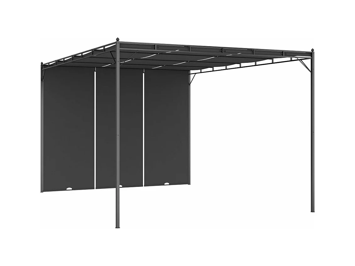Gartenpavillon mit Seitenvorhang 4x3x2,25 m Anthrazit