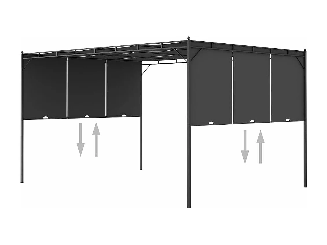 Gazebo da Giardino con Tenda Laterale 4x3x2,25 m Antracite
