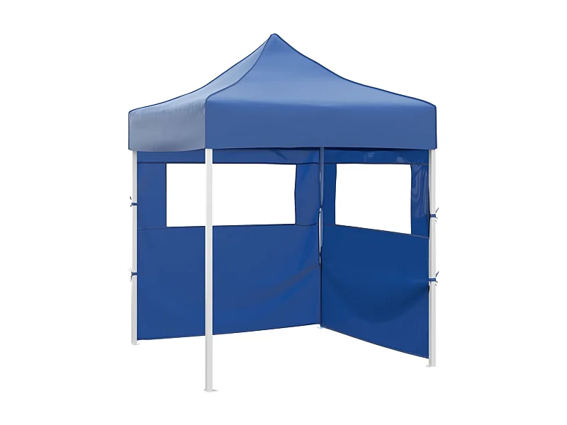 Tente de réception pliable avec 2 parois 2x2 m Acier Bleu