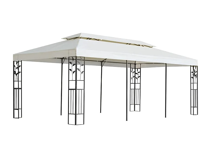 Gazebo con Tetto Doppio Bianco 6x3 m in Acciaio