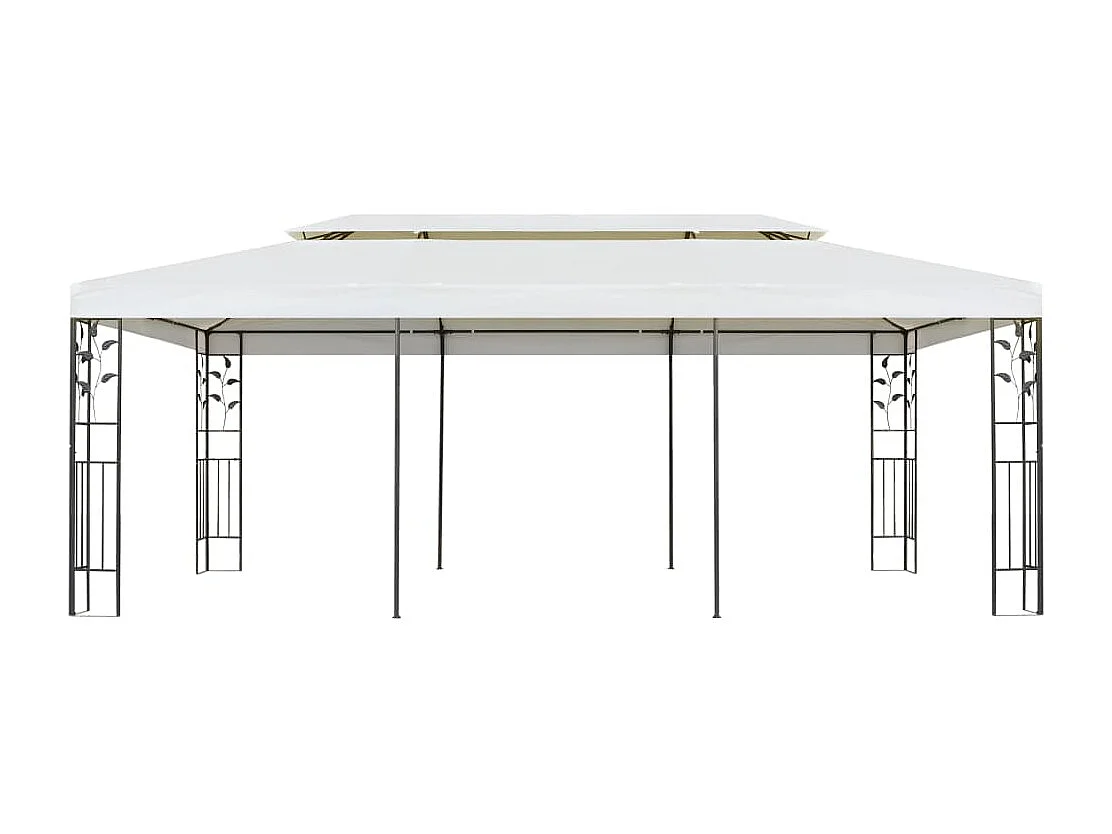 Belvédère à double toit blanc 6x3 m acier