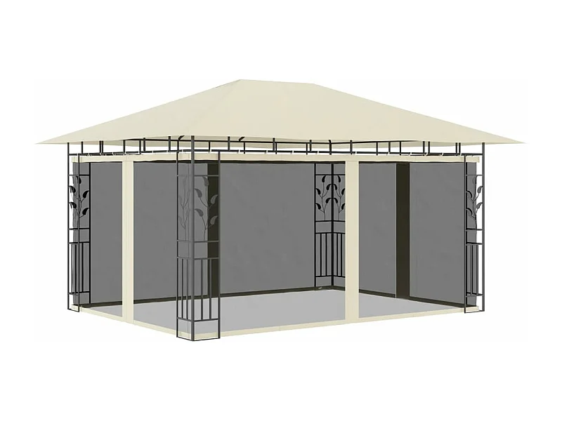Gazebo con Zanzariera 4x3x2,73 m Crema 180 g/m²