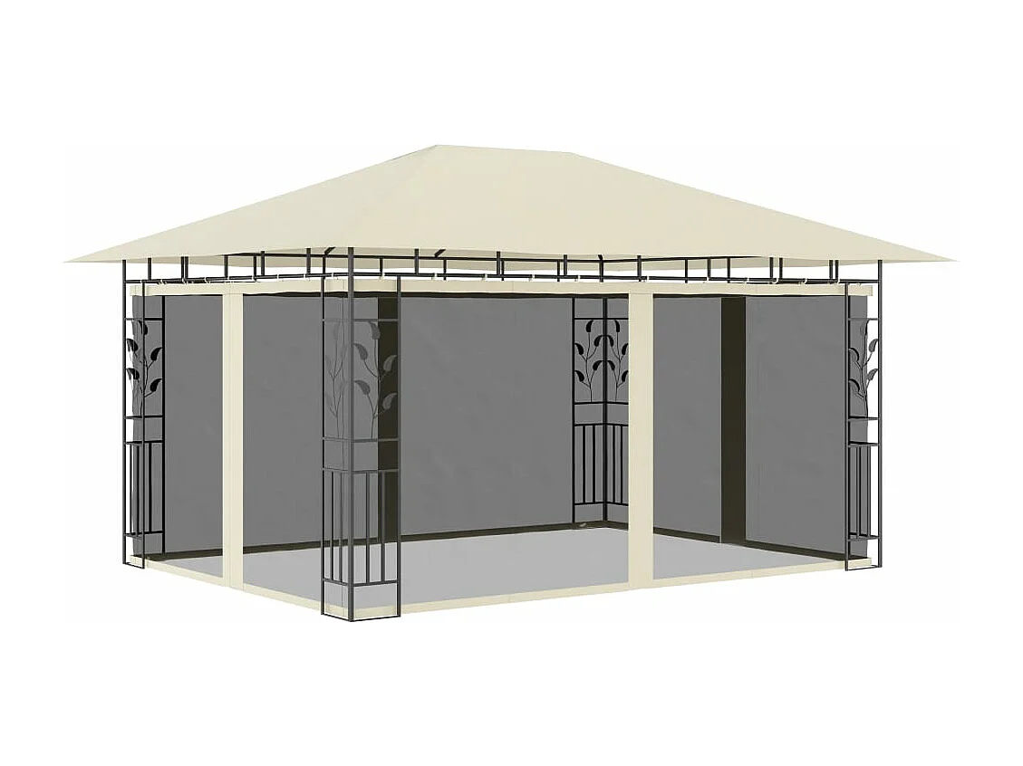Gazebo com rede mosquiteira 4x3x2,73 m 180 g/m² creme