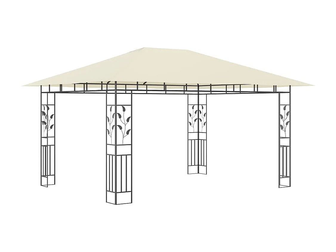 Gazebo com rede mosquiteira 4x3x2,73 m 180 g/m² creme