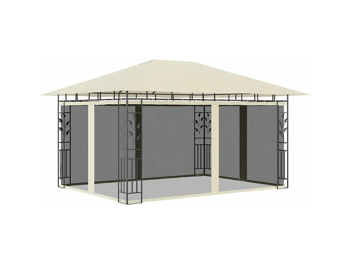 Gazebo con Zanzariera 4x3x2,73 m Crema 180 g/m²