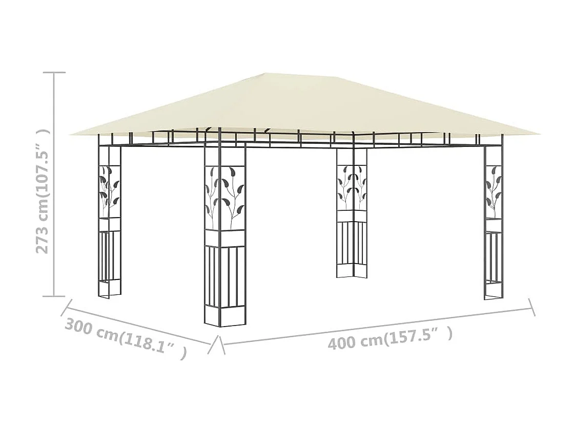 Cenador con mosquitera color crema 4x3x2,73 m 180 g/m²
