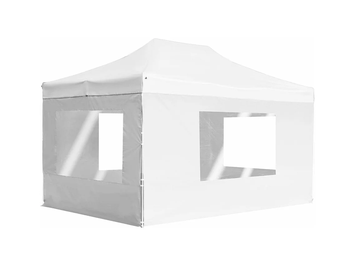 Tente de réception pliable avec parois Aluminium 4,5x3 m Blanc