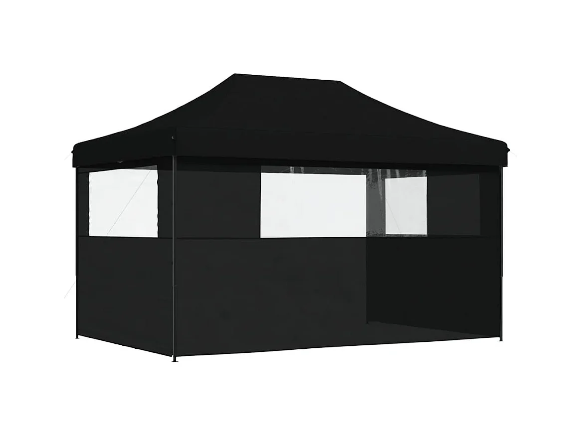 Tente de réception pliable escamotable 3 parois latérales noir