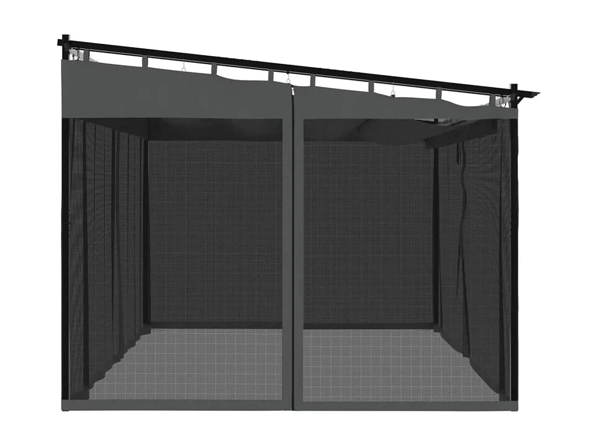 Tonnelle avec parois en filet anthracite 4x3 m acier