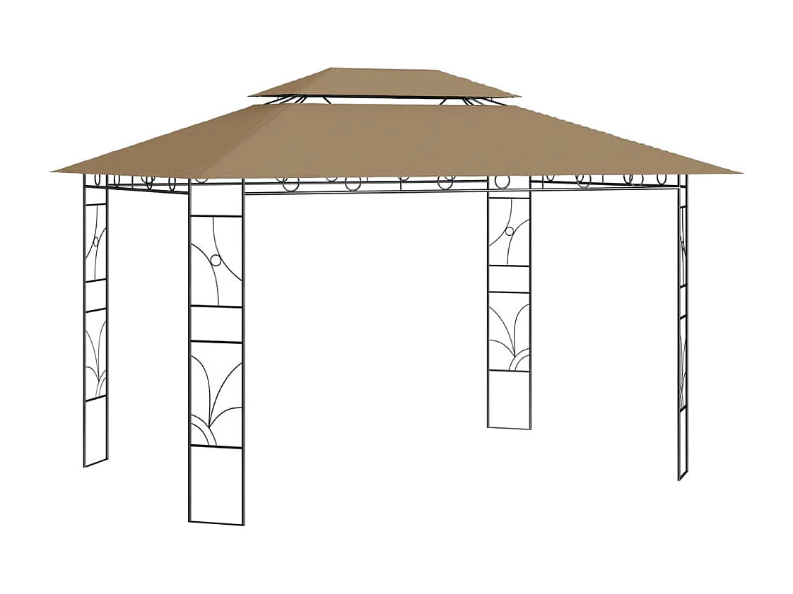 Gazebo 4x3x2,7 m 160 g/m² cinzento-acastanhado