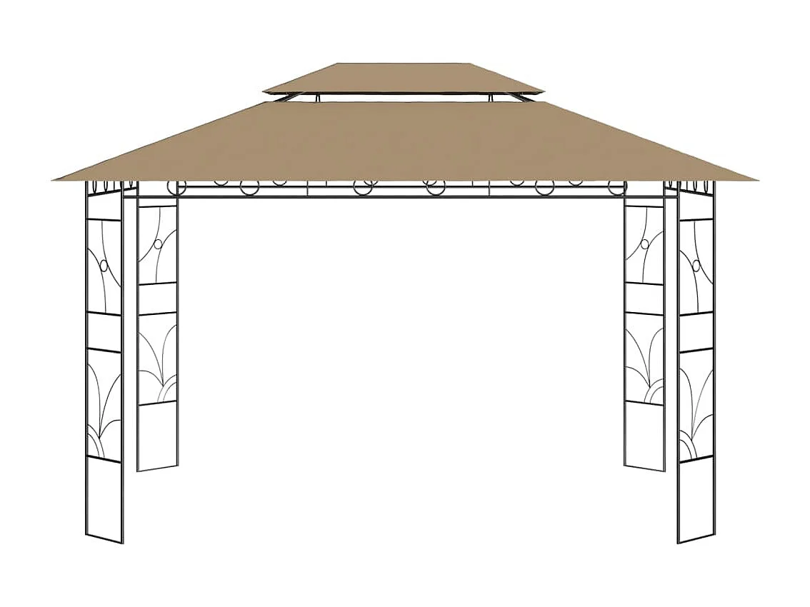 Gazebo 4x3x2,7 m 160 g/m² cinzento-acastanhado