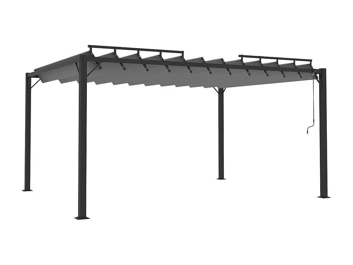 Prieel met lamellendak 3x4 m stof en aluminium antracietkleurig