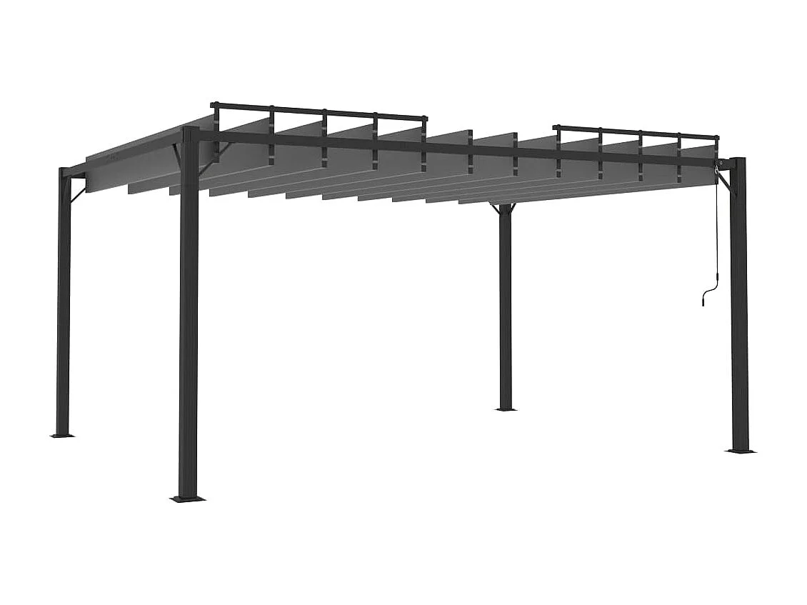 Prieel met lamellendak 3x4 m stof en aluminium antracietkleurig