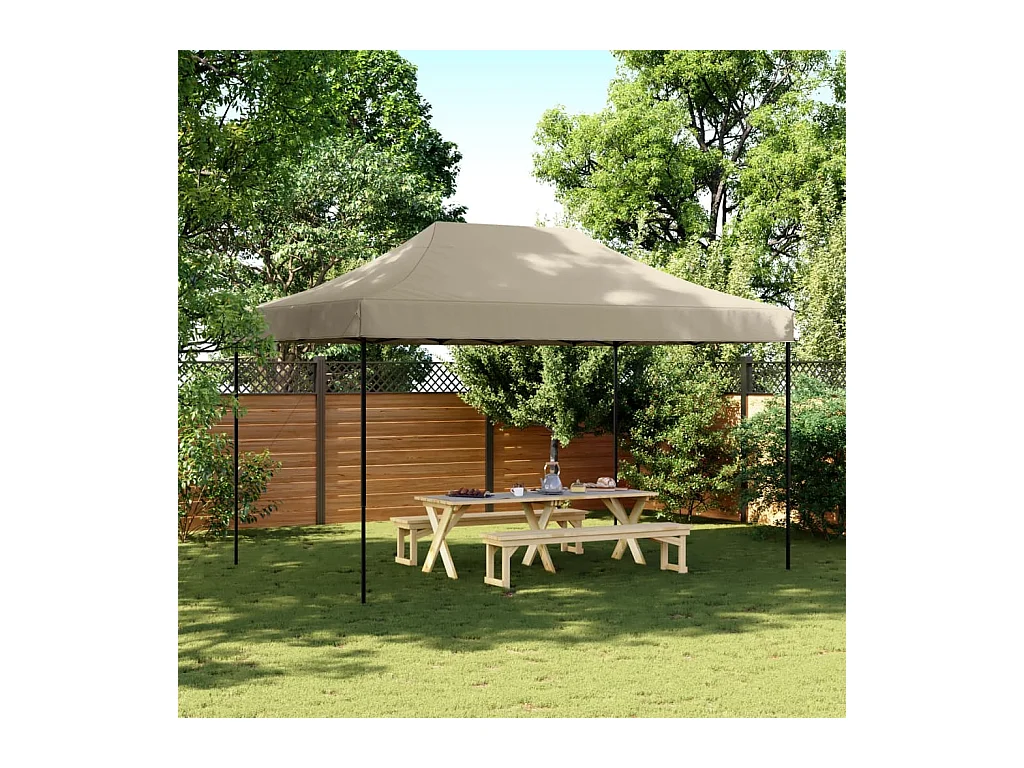 Tente de réception pliable escamotable taupe 440x292x315 cm