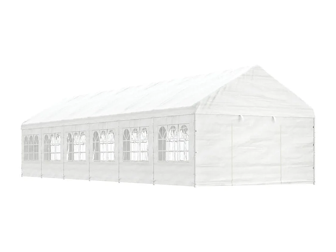 Gazebo con Tetto Bianco 13,38x4,08x3,22 m in Polietilene