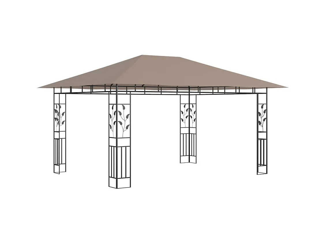 Cenador con mosquitera y tira luz LED taupé 4x3x2,73m 180 g/m²