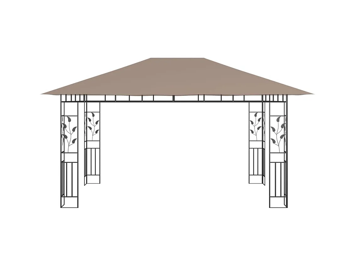 Cenador con mosquitera y tira luz LED taupé 4x3x2,73m 180 g/m²