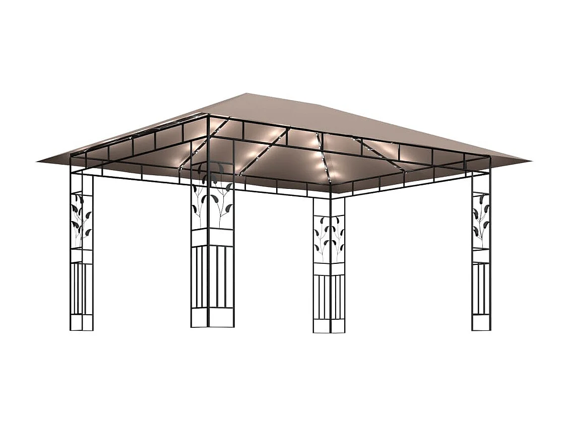 Tonnelle avec moustiquaire et lumières LED 4x3x2,73 m Taupe