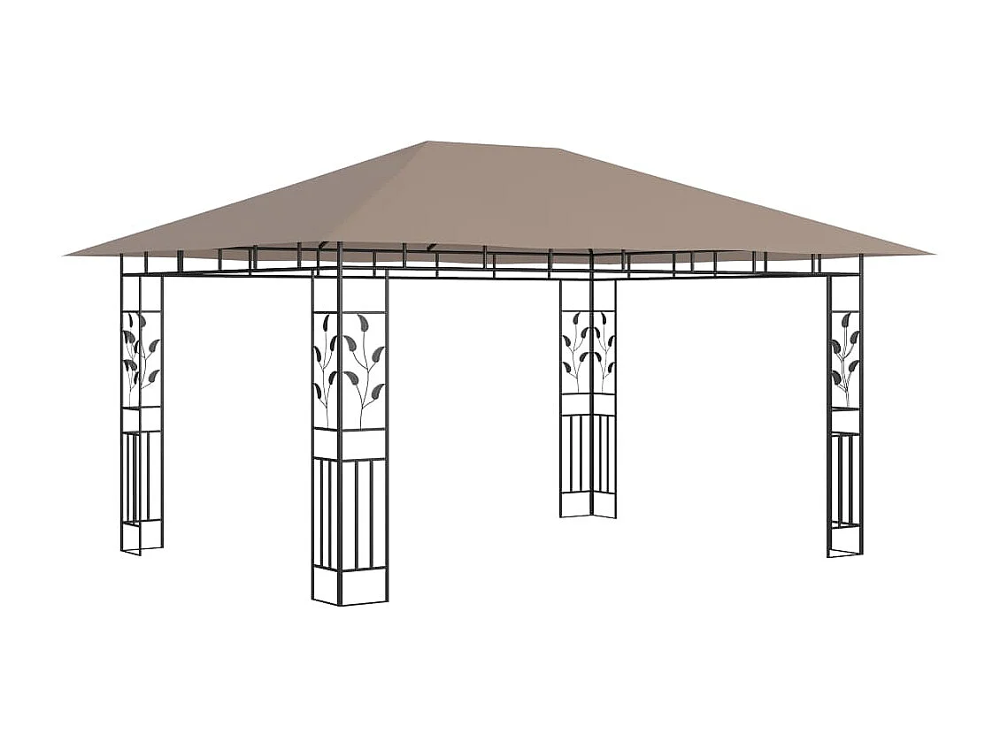 Tonnelle avec moustiquaire et lumières LED 4x3x2,73 m Taupe