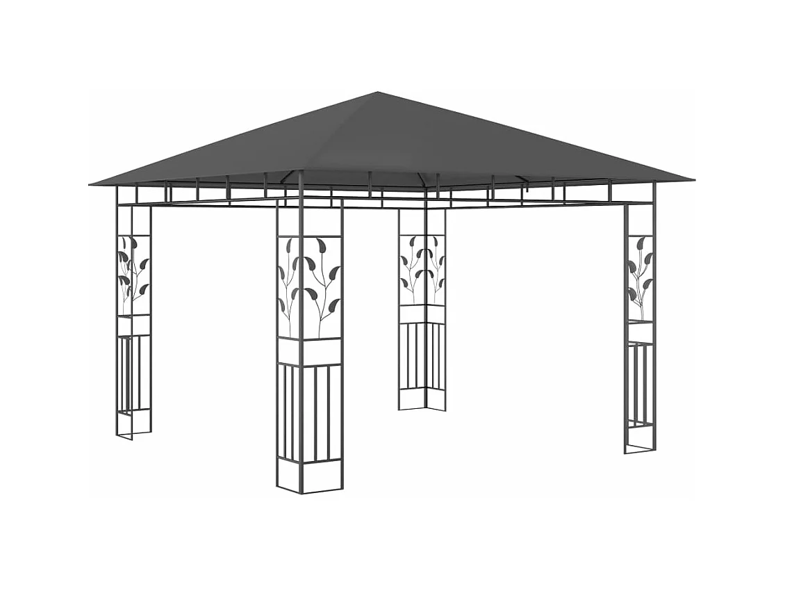 Cenador con mosquitera gris antracita 3x3x2,73 m 180 g/m²
