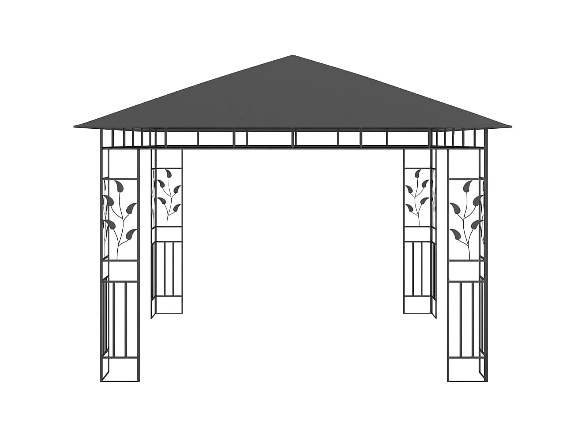 Cenador con mosquitera gris antracita 3x3x2,73 m 180 g/m²