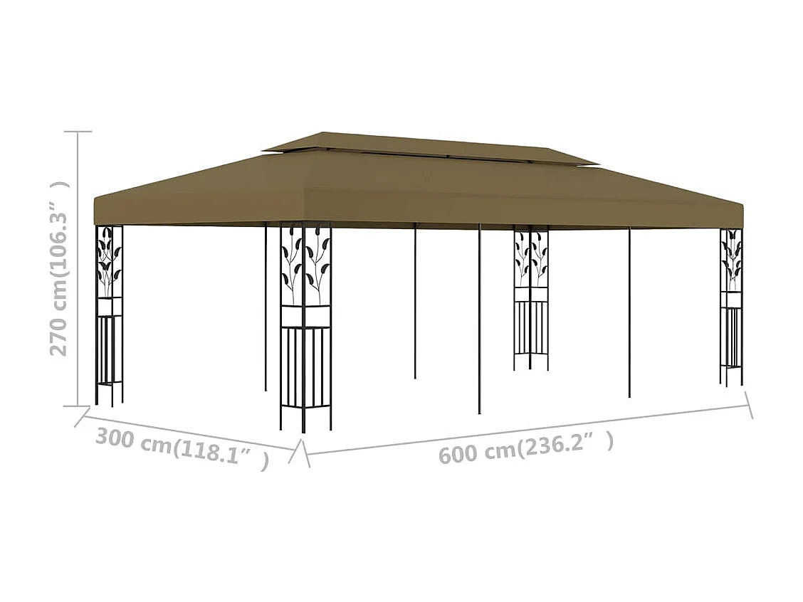 Chapiteau 6x3 m Taupe 180 g/m²