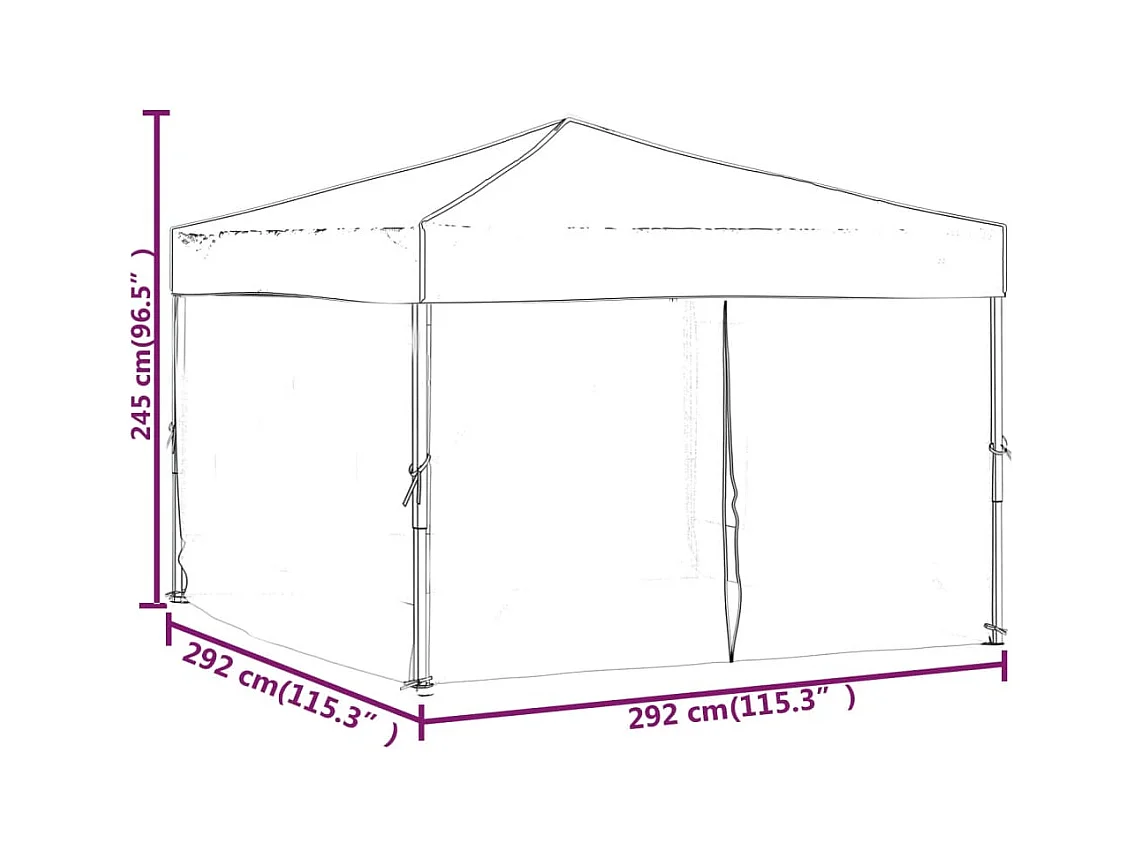 Tente de réception pliable avec parois Noir 3x3 m