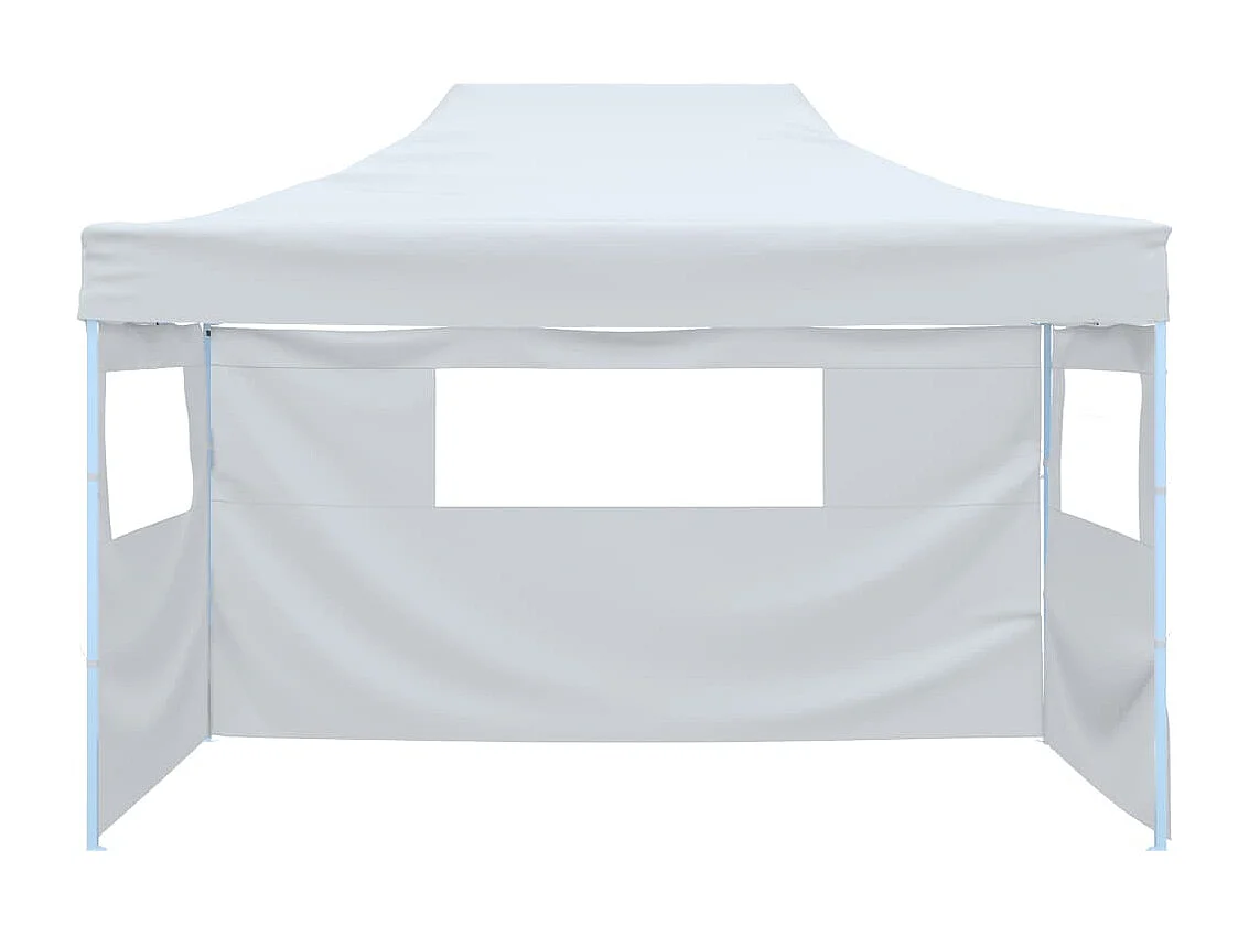 Gazebo Professionale Pieghevole 3 Pareti 3x4m Acciaio Bianco
