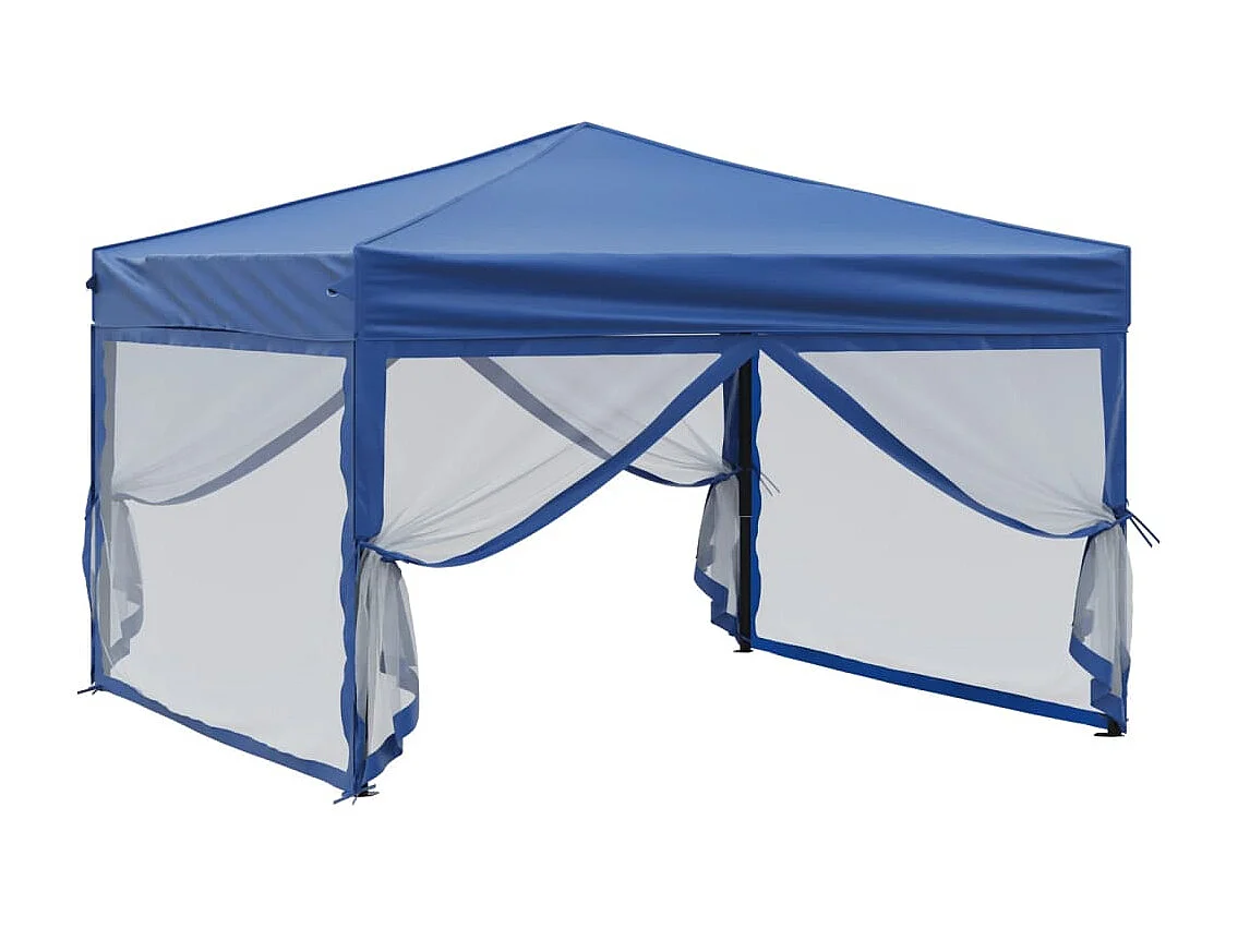 Carpa para fiestas plegable con paredes laterales azul 3x3 m