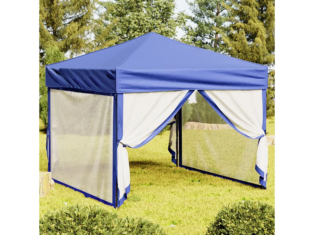 Tenda per Feste Pieghevole con Pareti Laterali Blu 3x3 m