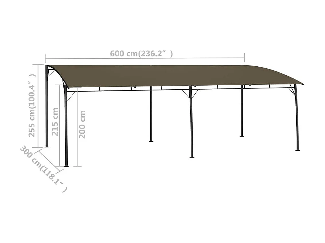 Tenda para festas 3x6 m PE antracite