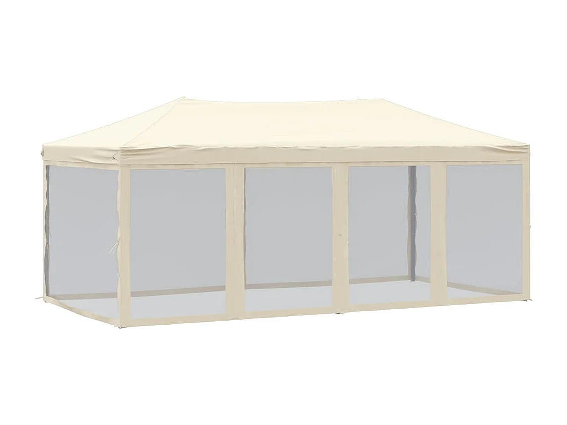 Tente de réception pliable avec parois Crème 3x6 m