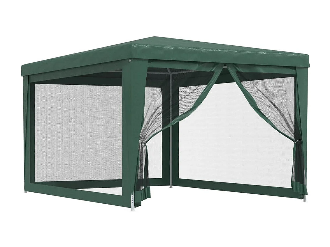 Partyzelt mit 4 Mesh-Seitenwänden Grün 3x4 m HDPE