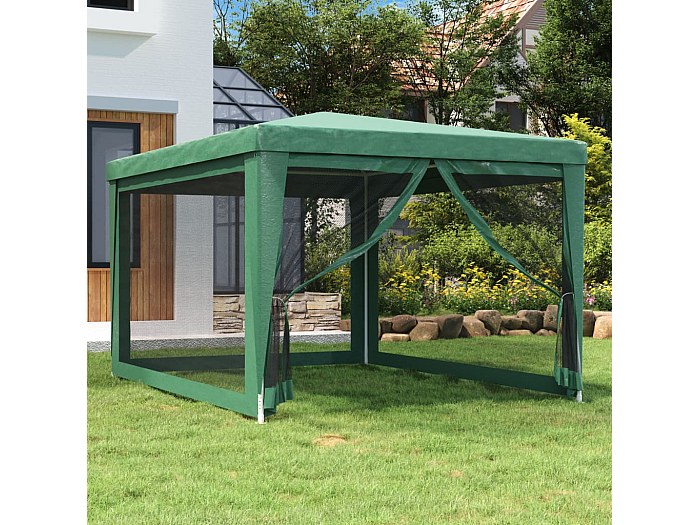 Tenda Per Feste Con 12 Pareti Laterali In Rete Bianco 8x4m HDPE 401007 - 2