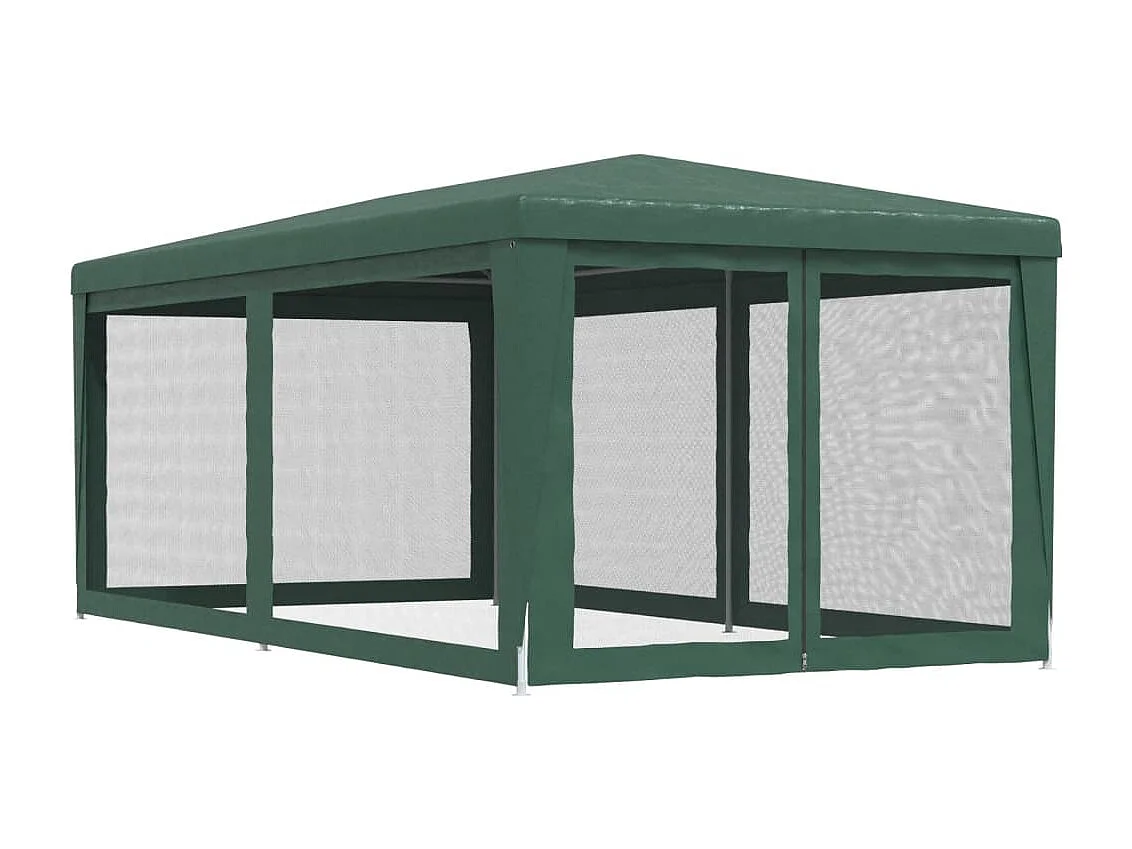 Tenda per Feste con 6 Pareti Laterali in Rete Verde 3x6 m HDPE