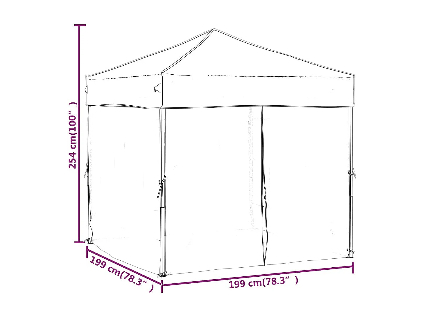 Carpa para fiestas plegable con paredes laterales negro 2x2 m