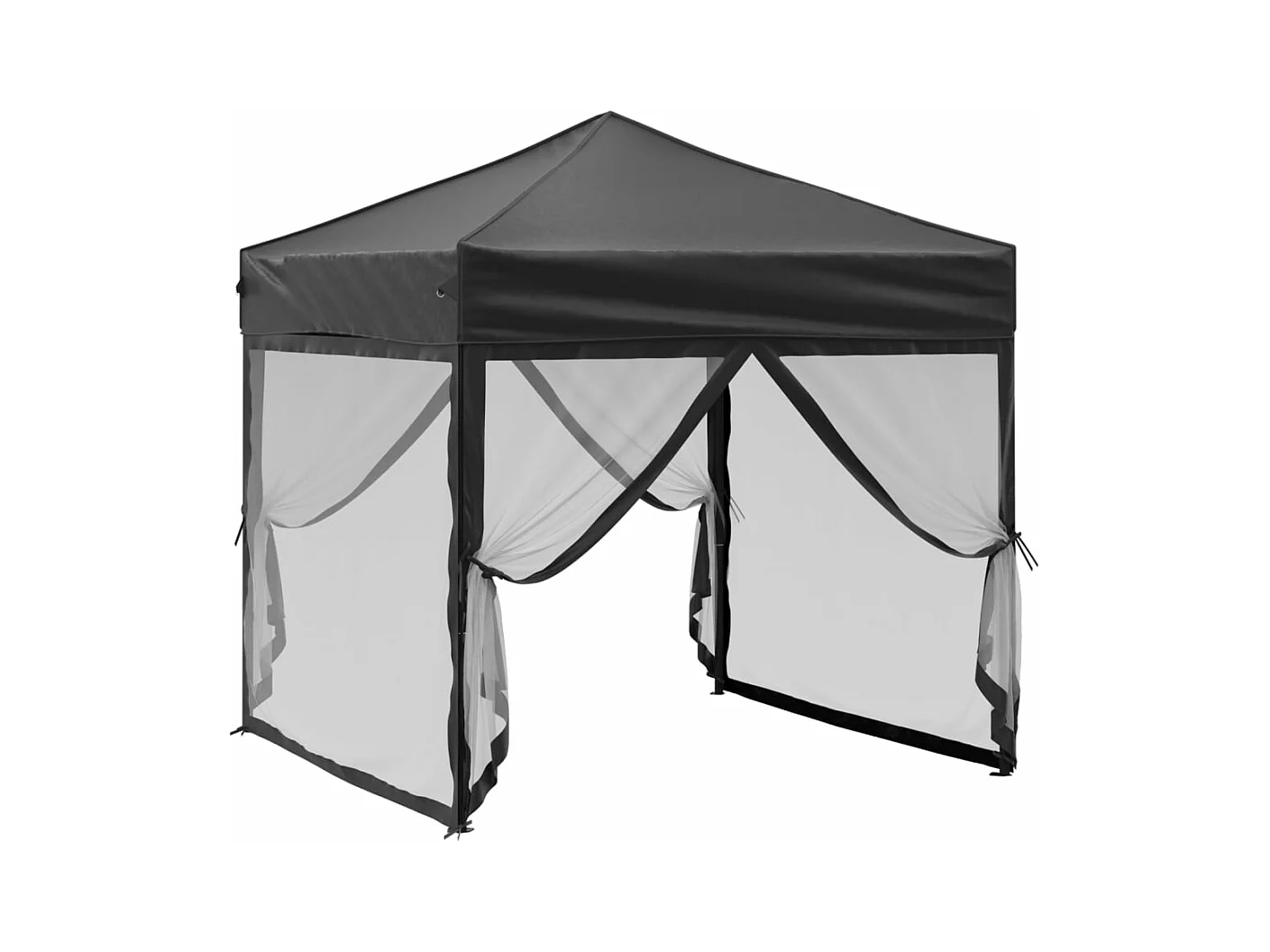 Tente de réception pliable avec parois Noir 2x2 m