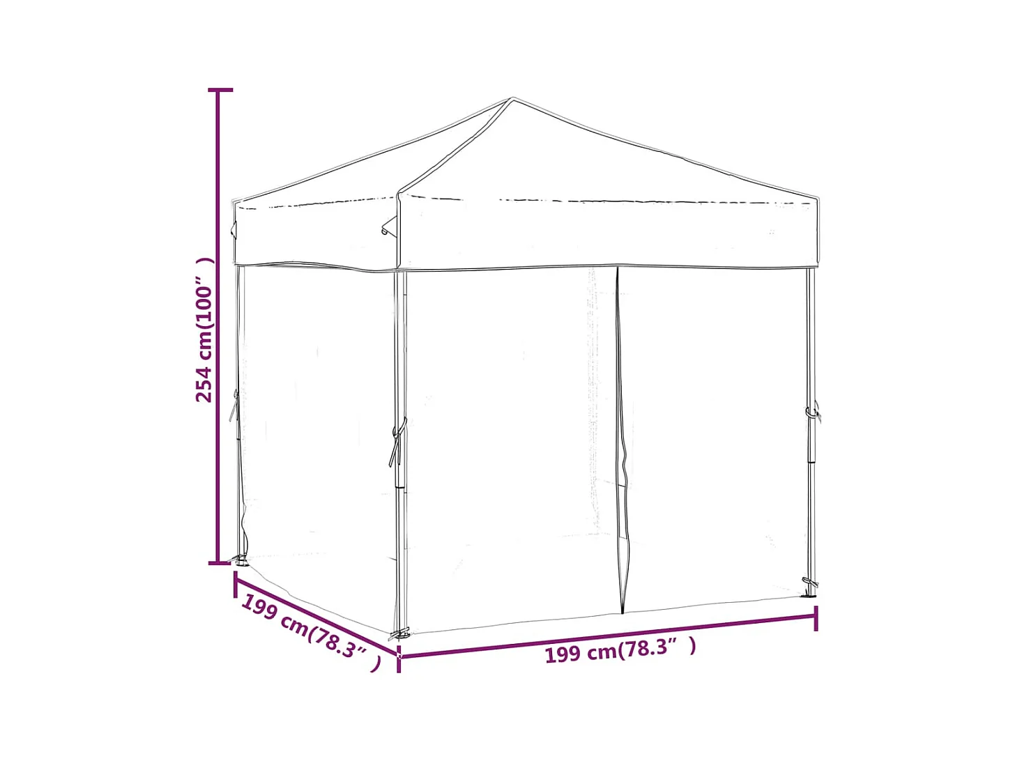 Tente de réception pliable avec parois Noir 2x2 m