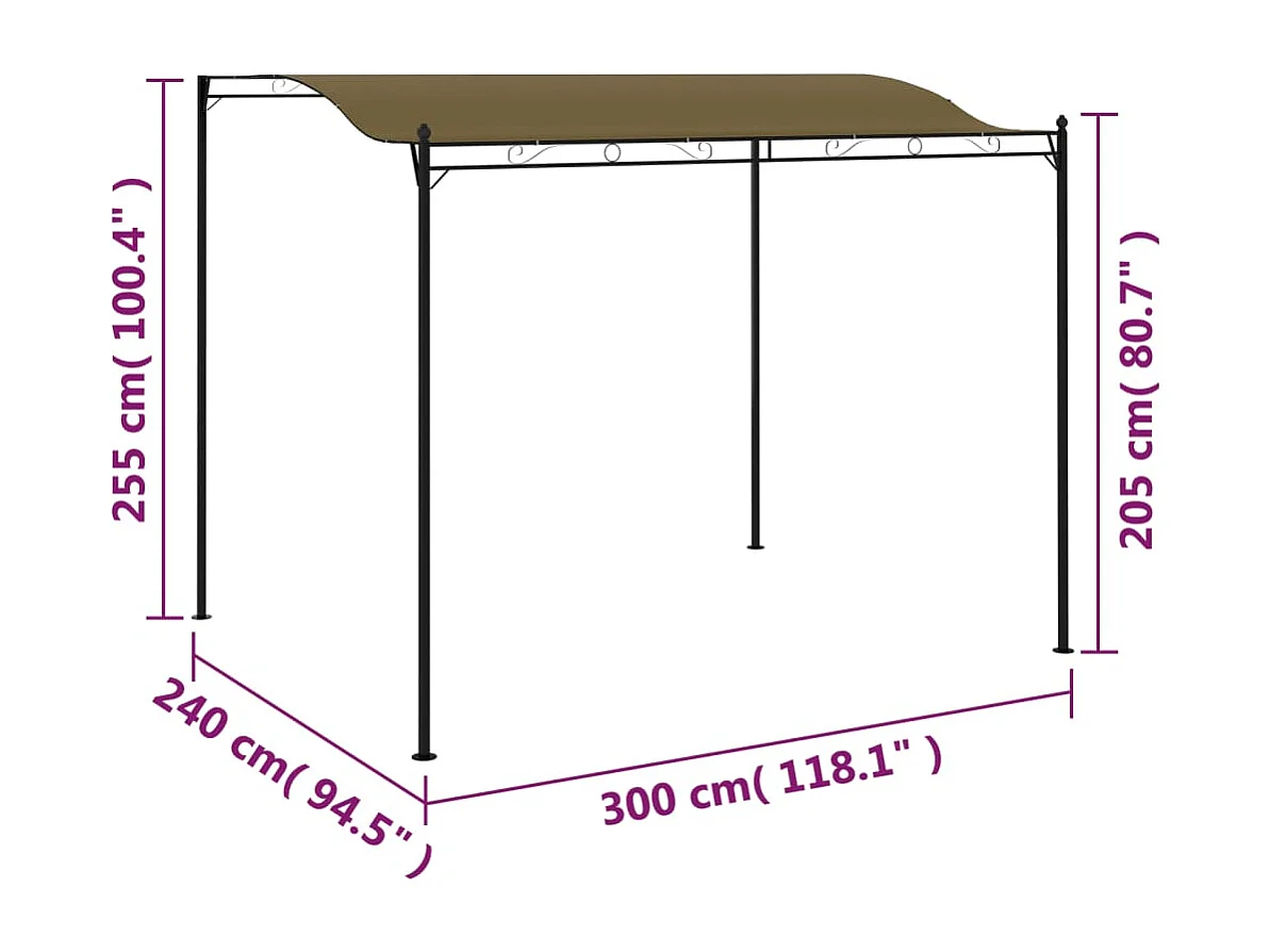 Auvent de parasol 3x2,4 m Taupe 180 g/m²