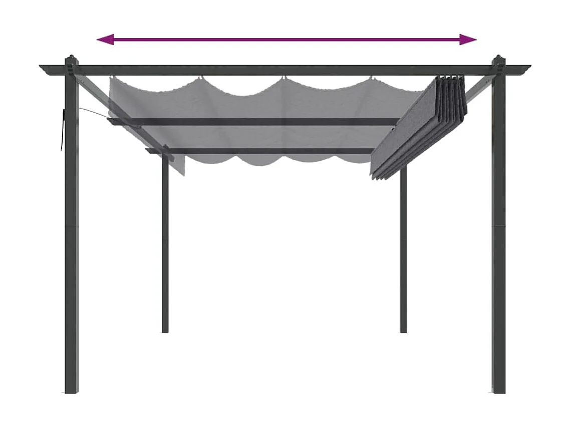 Tonnelle de jardin avec toit rétractable 4x3 m Anthracite