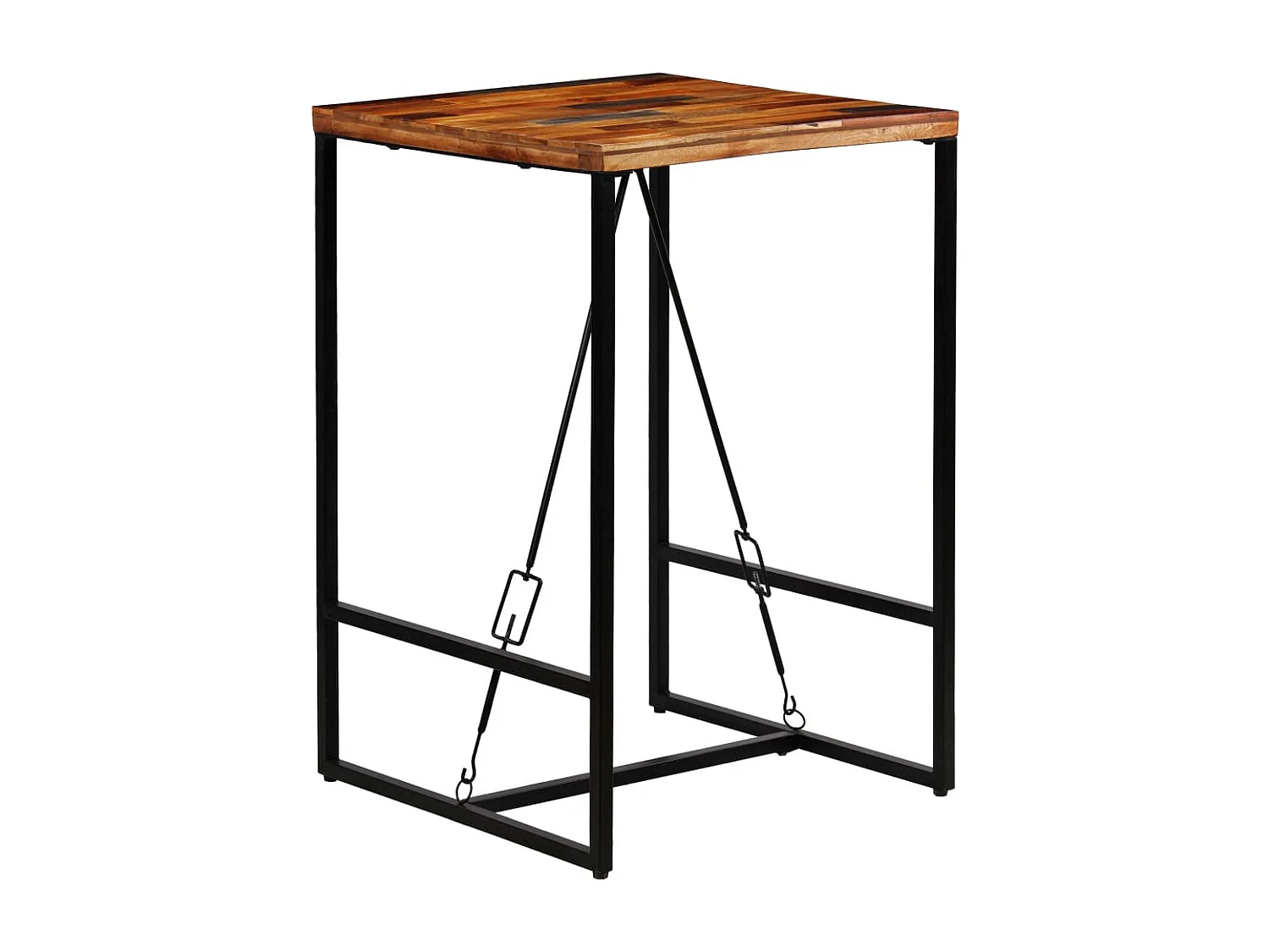 Ensemble de bar 3 pcs Bois massif recyclé et cuir de chèvre