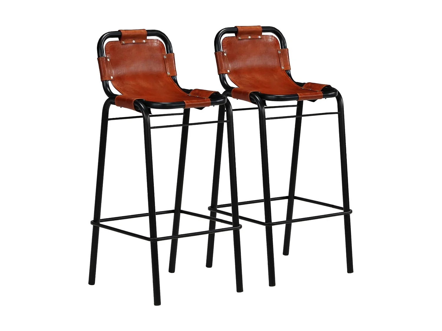 Ensemble de bar 3 pcs Bois massif recyclé et cuir de chèvre