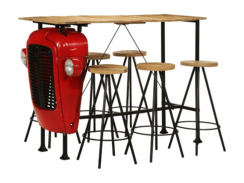 7-teiliges Bar-Set aus massivem Mangoholz