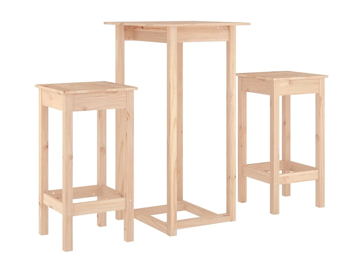 Ensemble de bar 3 pcs Bois de pin massif