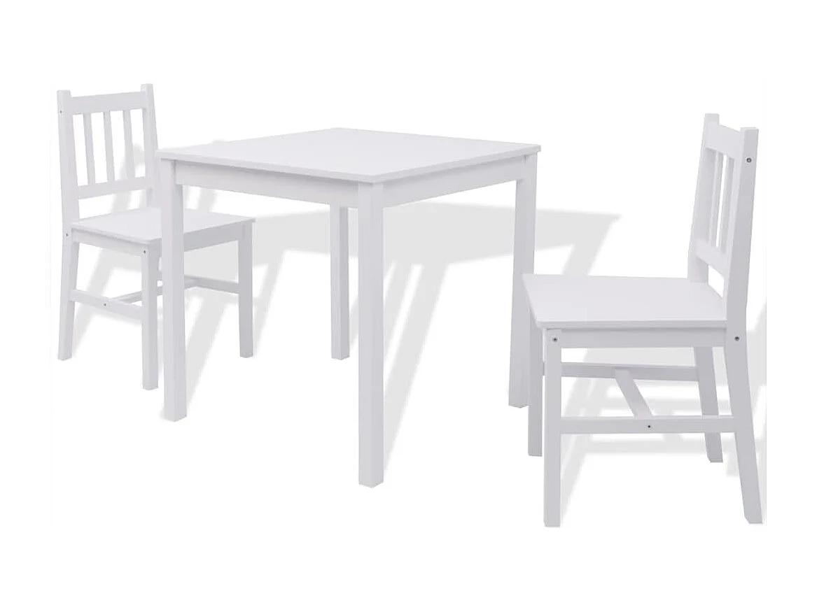 Set da pranzo in tre pezzi Pinewood bianco