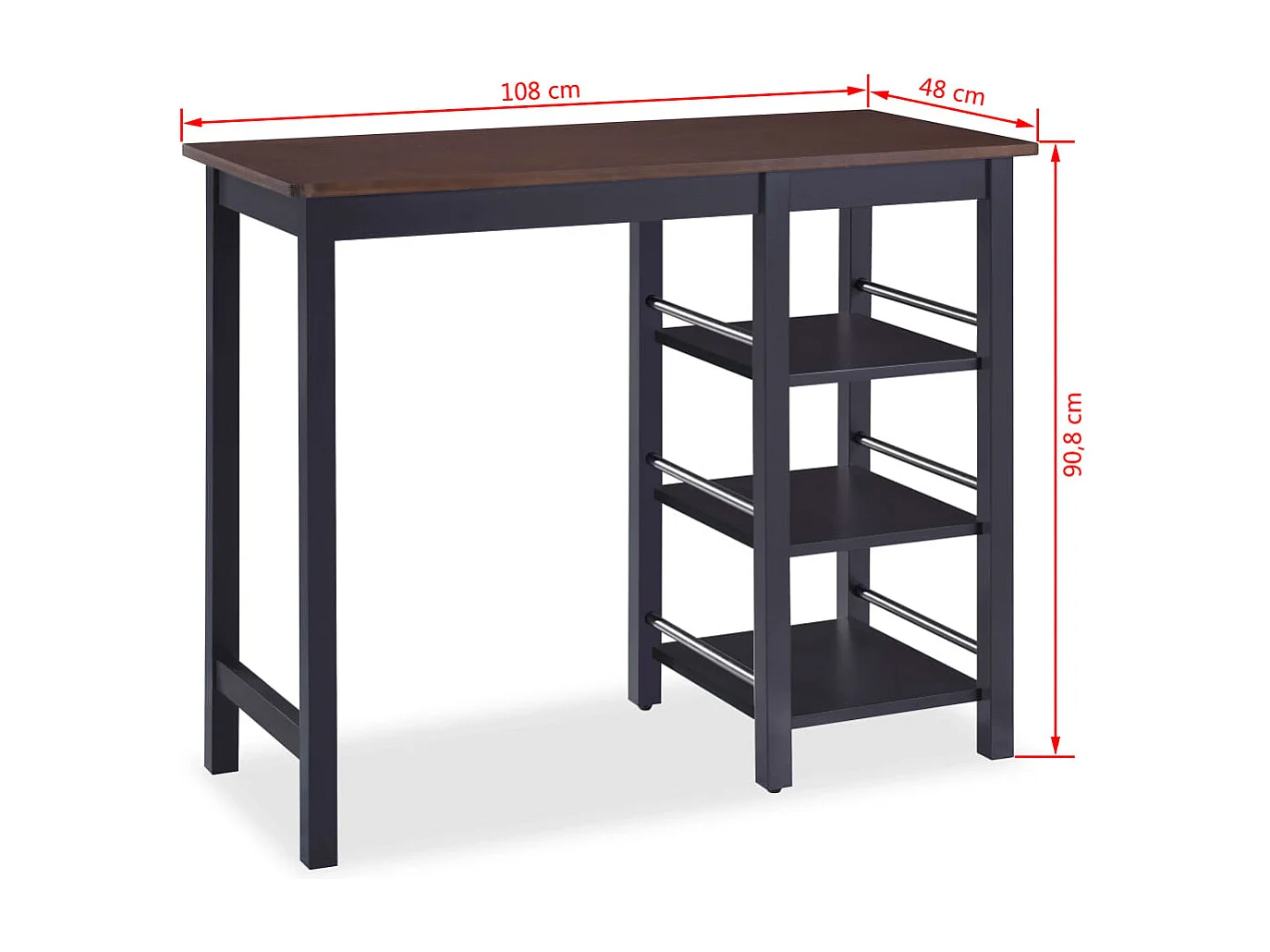 Variedade de barras 3 peças MDF Preto