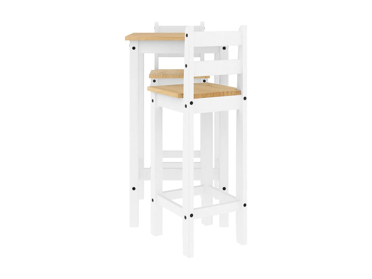 Ensemble de bar 3 pcs Blanc Bois de pin massif
