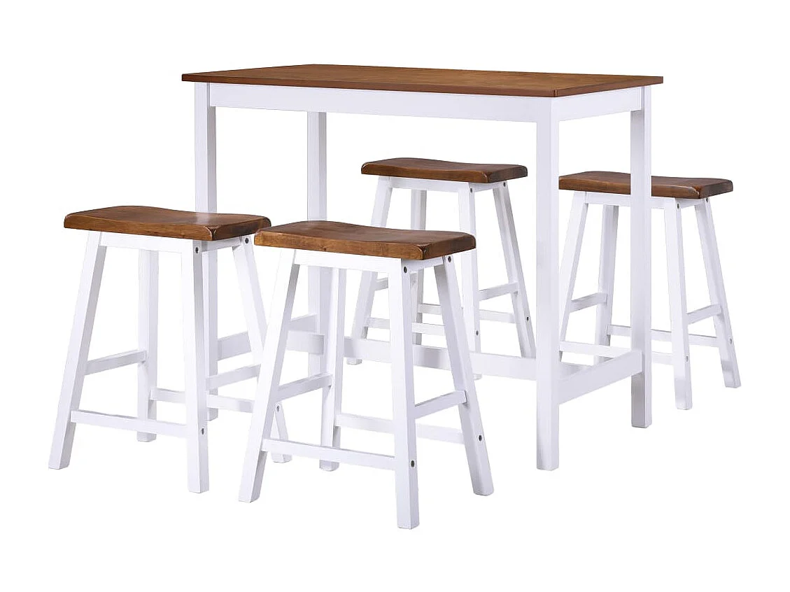 Table et tabouret de bar 5 pcs Bois massif