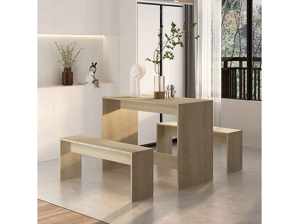 Ensemble à manger 3 pcs Chêne sonoma Bois d'ingénierie