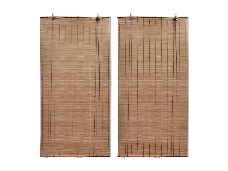 Cortinas de enrolar de bambu 2 unidades 150x220 cm marrom
